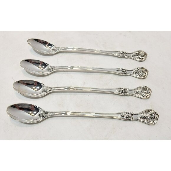 Vintage F B Rogers Silverplate French Rose Iced Tea Spoons 7 3/4" - Picture 1 of 12